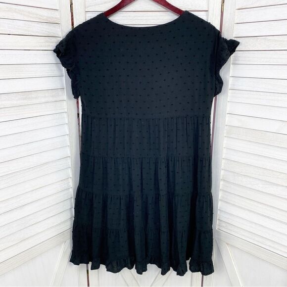 Urban Outfitters Tiered Clip Dot Mini Shift Dress Black Small - Picture 10 of 14